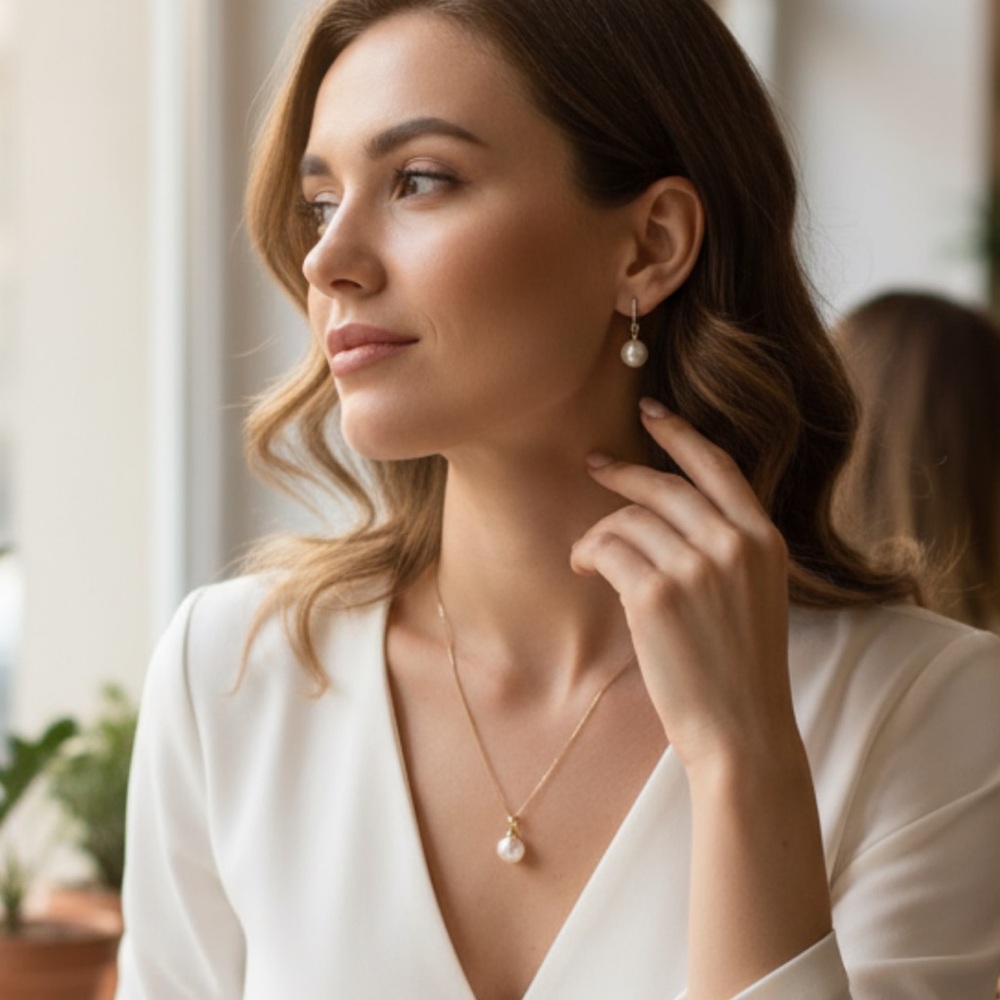 Elegant Gold and Pearl Jewelry Set